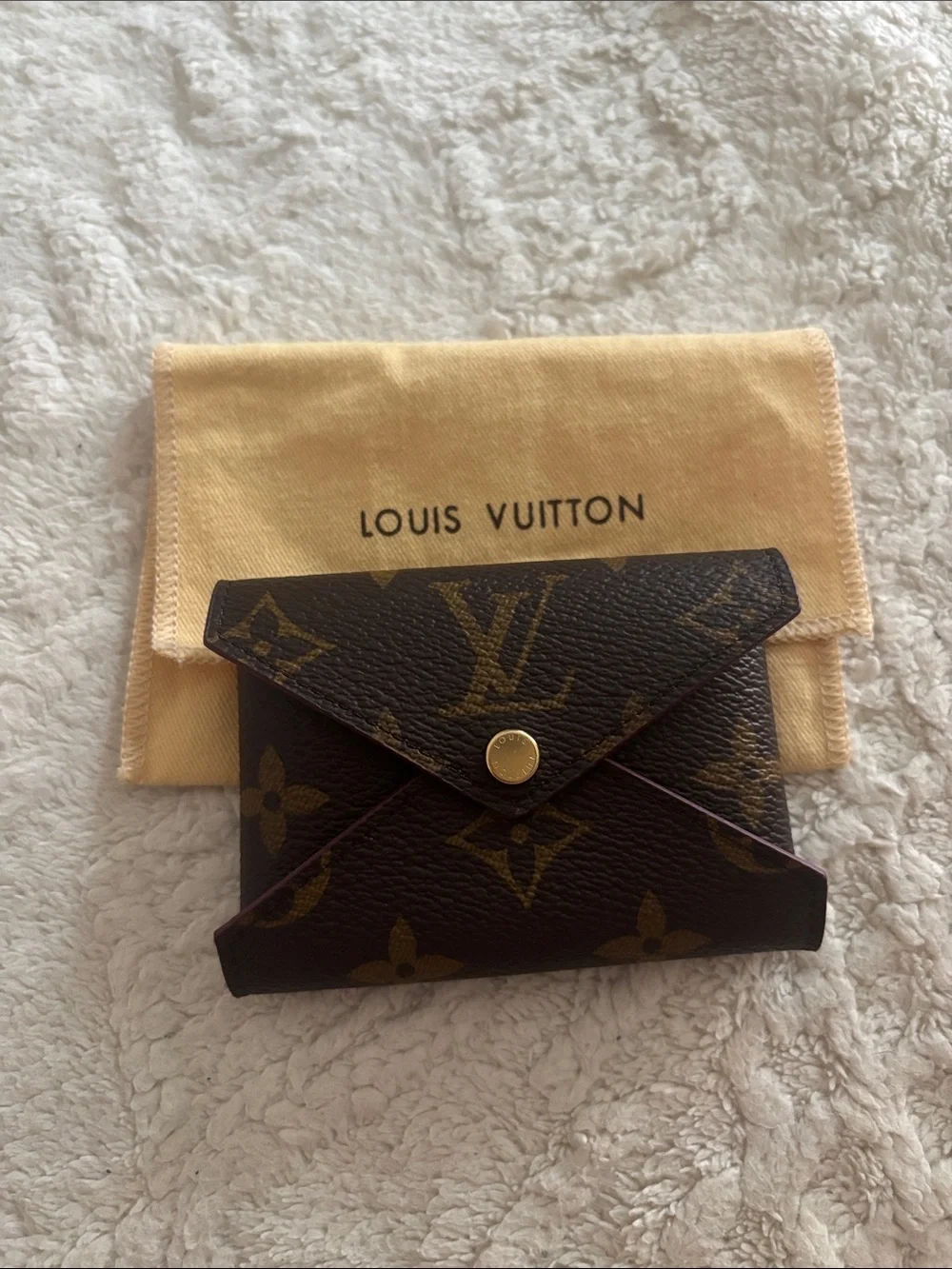 Louis Vuitton Monogram Envelope Card Case in Brown with Gold Hardware Small